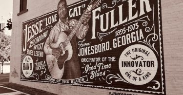 Jesse Fuller mural in downtown Jonesboro, GA