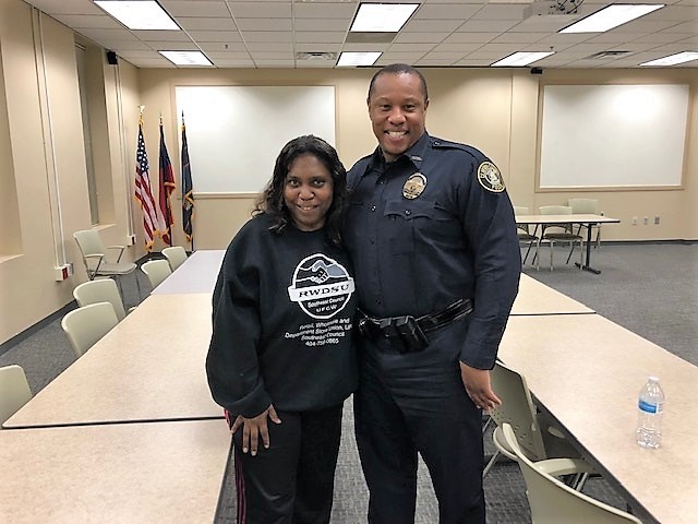 Carolyn Yancey and Officer David Portis